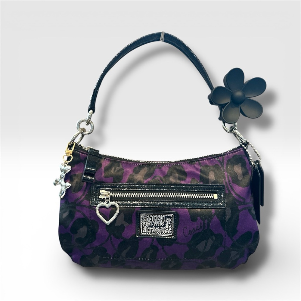 Coach Poppy Daisy Ocelot Purple Demi Hobo H1281-F20024